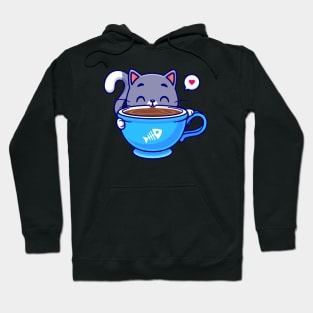 Cute Cat Drink Coffee Cartoon Hoodie